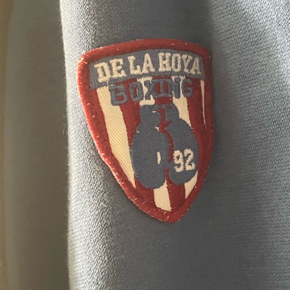 Oscar De La Hoya full zip sweater blue size XL cotton polyester Boxing Champ - Picture 2 of 10